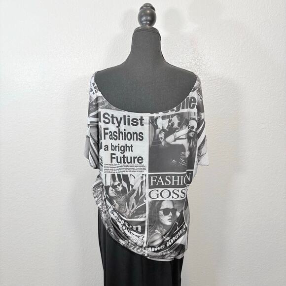 VINTAGE C'EST MOI Tabloid Subliminal Tunic Sz2X Metropolitan Androgynous Edgy - Picture 4 of 10